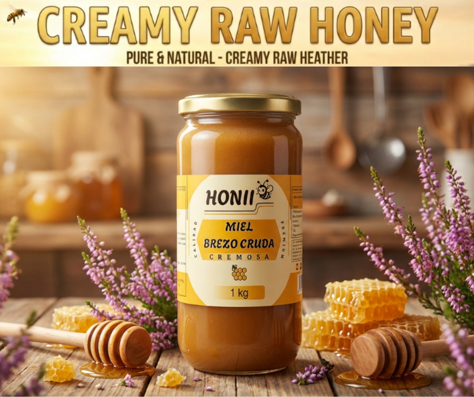 Miel de Brezo Cruda Cremosa 1000 grs HONII